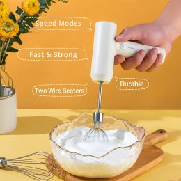 Electric Egg Beater With 2 Wire Beaters Portable Food Blender Whisk 3 Speeds Handheld Food Mixer ,USB Rechargeable Handheld Egg Beater