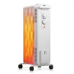 1500 W Oil-Filled Heater Portable Radiator Space Heater with Adjustable Thermostat-White - Color: White