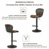 Set of 2 Adjustable Swivel Bar Stools with Hot-Stamping Cloth - Color: Retro Brown