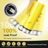 22 Oz Double-walled Insulated Stainless Steel Water Bottle with 2 Lids and Straw-Yellow - Color: Yellow