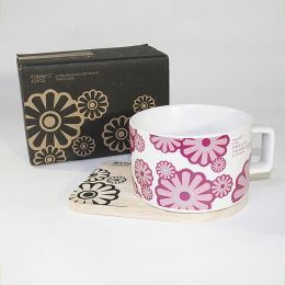 SYNC - [Flower Pink] Espresso Cup / Wood Coaster (2.5 inch height)