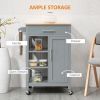 Compact Kitchen Island Cart on Wheels, Rolling Utility Trolley Cart Grey-AS