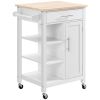 Compact Kitchen Island Cart on Wheels, Rolling Utility Trolley Cart White-AS