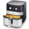 1700W 5.3 QT Electric Hot Air Fryer with Stainless steel and Non-Stick Fry Basket-Black - Color: Black