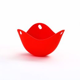 1pc Silicone Egg Cooker; Kitchen Cooking Tool 2.55x3.54inch (Color: Red)